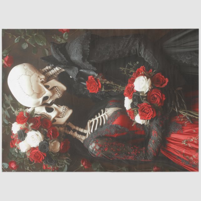 Decoupage Whimsical Wedding Black & Red Seidenpapier (Vorderseite)