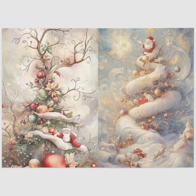 Decoupage Whimsical Weihnachtsbaum 2 pro Blatt Seidenpapier (Vorderseite)