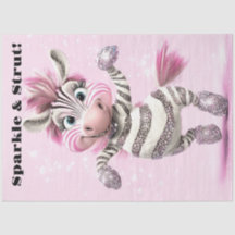 Decoupage Whimsical Zebra White & Funkelnd Zuni