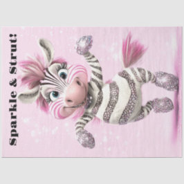 Decoupage Whimsical Zebra White & Funkelnd Zuni Seidenpapier