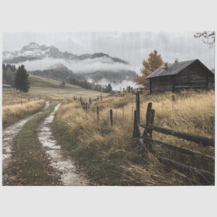 Decoupage Whispering Woods Cabin Mountains Seidenpapier