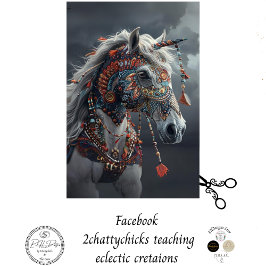 Decoupage White Ceremonial American Indian Horse Seidenpapier
