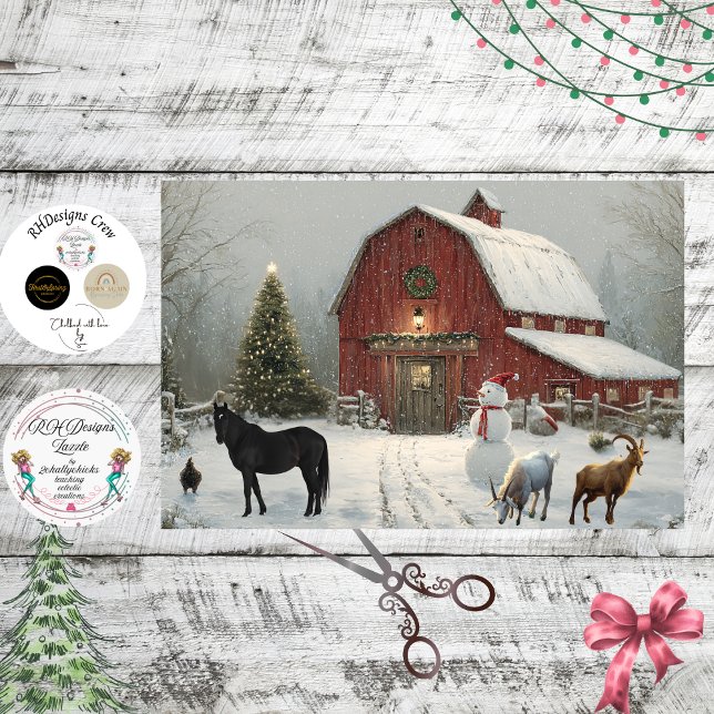 Decoupage Winter Barnyard Weihnachten bei Debbie  Seidenpapier (Von Creator hochgeladen)