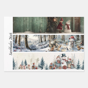 Decoupage Winter Sägeblatt Set 26x6 Geschenkpapier Set