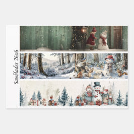Decoupage Winter Sawblade Set 26x6  Geschenkpapier Set