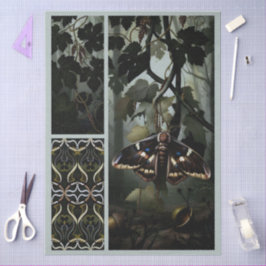 Decoupage Woodland Moth Illustration Seidenpapier