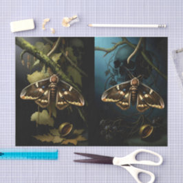 Decoupage Woodland Moth Illustration Seidenpapier