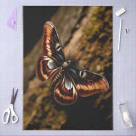 Decoupage Woodland Moth Illustration Seidenpapier