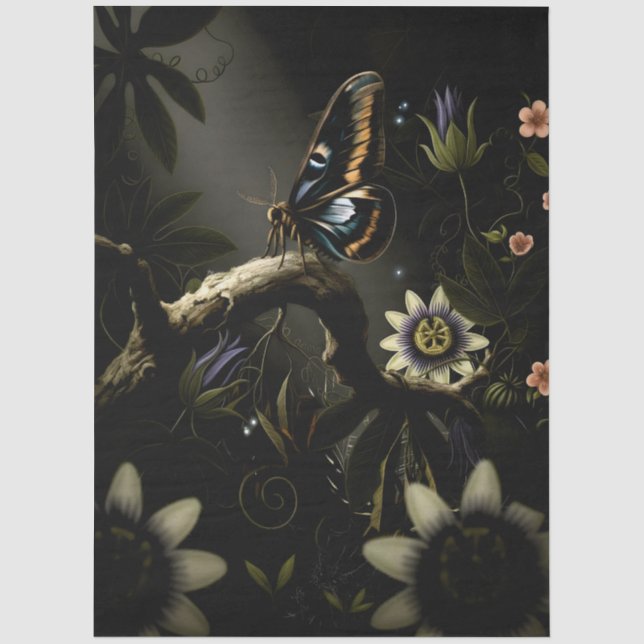 Decoupage Woodland Moth Illustration Seidenpapier (Vorderseite)
