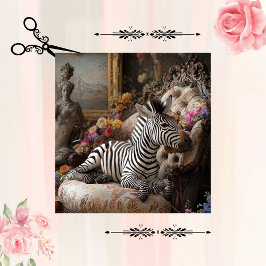 Decoupage-Zebra-Blüten-Rosen-Sofa-Vintage-Porträt Seidenpapier