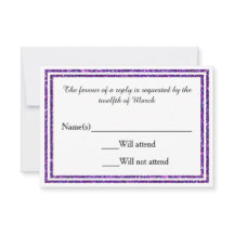 Découpe violette aux rayures - Carte RSVP