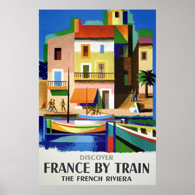 Découvrez la France en train Poster vintage (Devant)