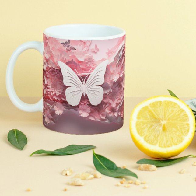 Découvrez la magie : Mug à café papillon 3D (Créateur téléchargé)
