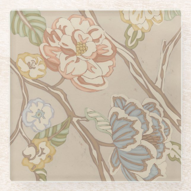 Decrative Organza-Chintz-Blumenmuster Glasuntersetzer (Vorderseite)