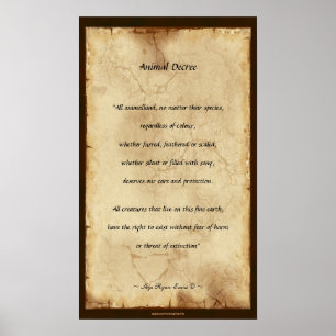 "Décret animal" Poster de poésie de style parchemi