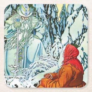 "Ded Moroz" oder "Father Frost" von Ivan Bilibin Rechteckiger Pappuntersetzer
