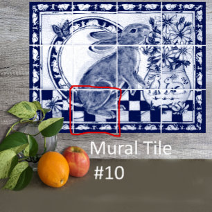 Dedham Blau Weiß Kaninchen Hase Wandbild Fliese #