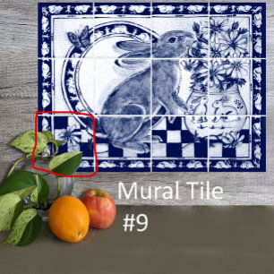 Dedham Blau Weiß Kaninchen Hase Wandbild Fliese #