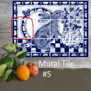Dedham Blau Weiß Kaninchen Hase Wandbild Fliese #