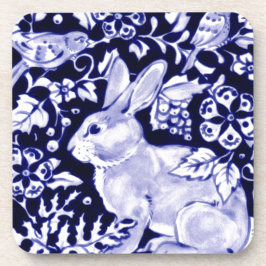 Dedham Blue Rabbit, Classic Blue & White Design Getränkeuntersetzer