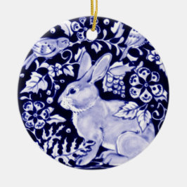 Dedham Blue Rabbit, Classic Blue & White Design Keramik Ornament