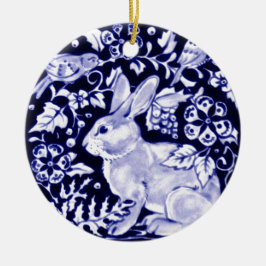 Dedham Blue Rabbit, Classic Blue & White Design Keramik Ornament