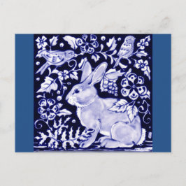 Dedham Blue Rabbit, Classic Blue & White Design Postkarte
