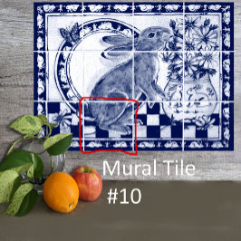 Dedham Blue White Rabbit Bunny Mural Tile # 10 Fliese
