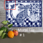 Dedham Blue White Rabbit Bunny Mural Tile # 1 Fliese<br><div class="desc">Das ist die Ziegelmauer aus 12 Keramiken, mit einem niedlichen Hasen und einer Vase voller Gänseblasen. Die dunkelmarineblau-weißen Töne werden durch eine geknackte Glasur hervorgehoben. Bunnies und Karotten grenzen an das Design. Inspiriert durch antike Dedham Töpferei, Delft Porzellan und orientalische Chinoiserie Motive und Farben. Ein schöner und unterhaltsamer Akzent für...</div>