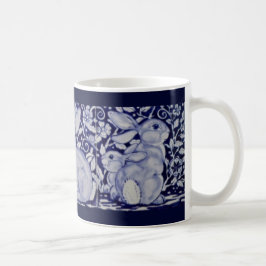 Dedham Blue & White Rabbit Keramik Tile Coffee Tas Kaffeetasse