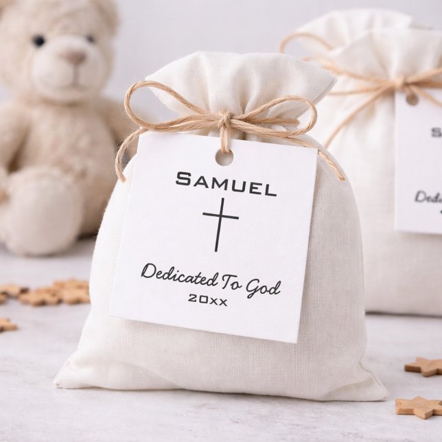 Dedicated to God Boy's Name | Simple Cross  Geschenkanhänger (Von Creator hochgeladen)