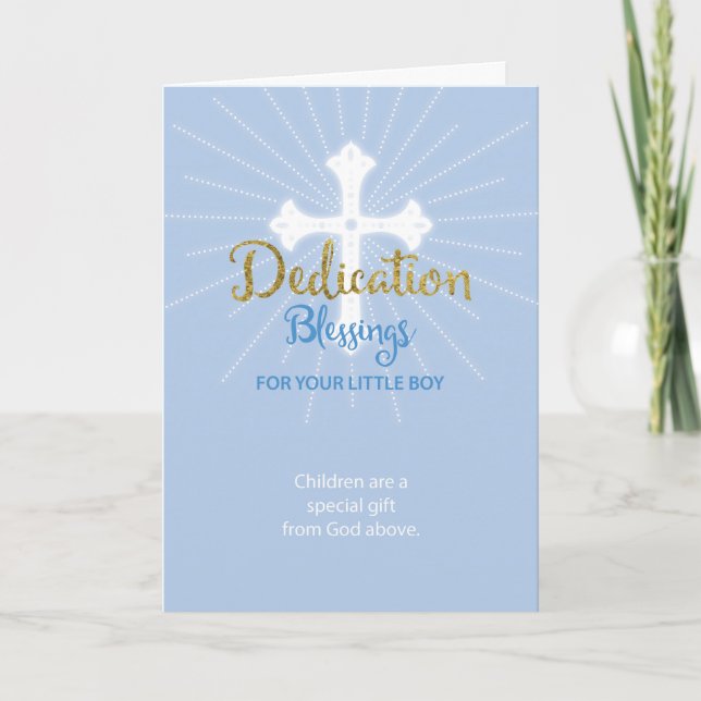 Dedication Blessings Boy Blue und Gold Karte (Vorderseite)