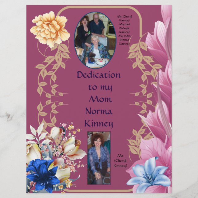 Dedication meiner Mutter Norma Kinney Personalisie (Vorderseite)