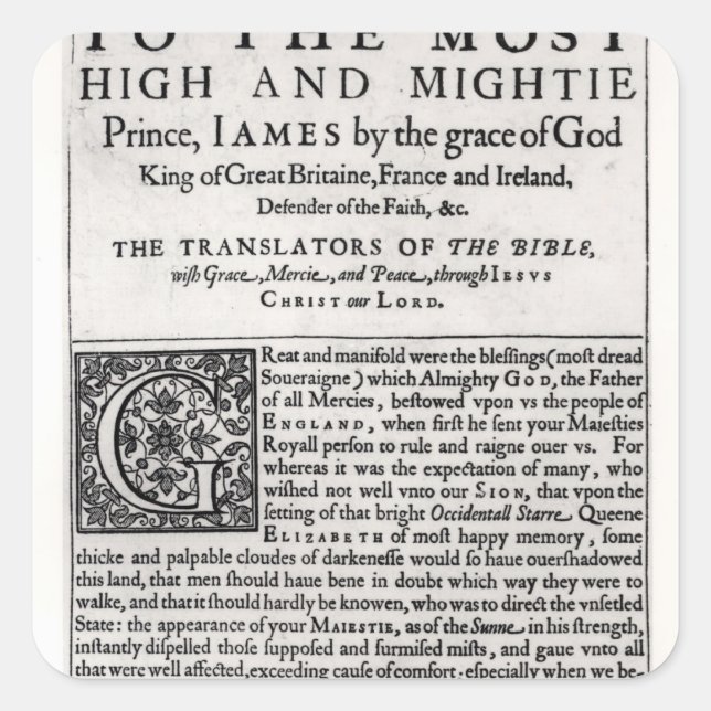 Dedicationsseite in 'Die heilige Bibel' Quadratischer Aufkleber (Vorderseite)