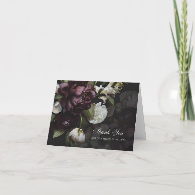 Dedizierte dunkle Flora Dankeschön Karte (Vorderseite)