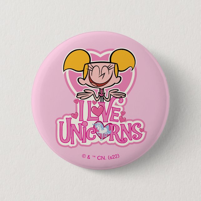 Dee Dee - I Liebe Unicorns Button (Vorderseite)