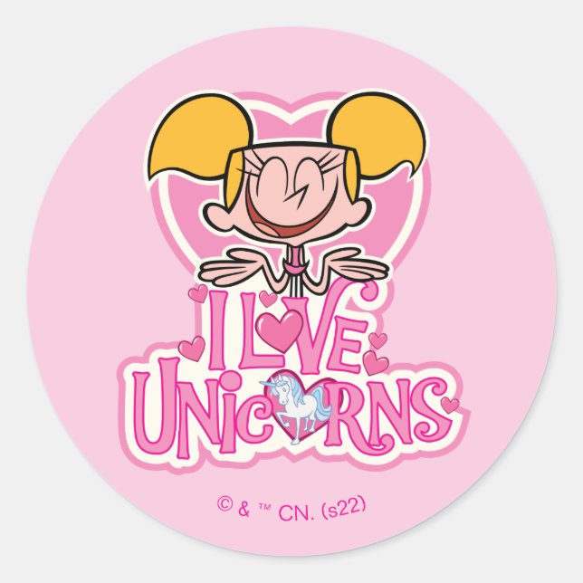 Dee Dee - I Liebe Unicorns Runder Aufkleber (Vorderseite)