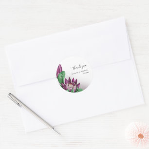 Deeep Purple King Protea Aquarellkunst Runder Aufkleber