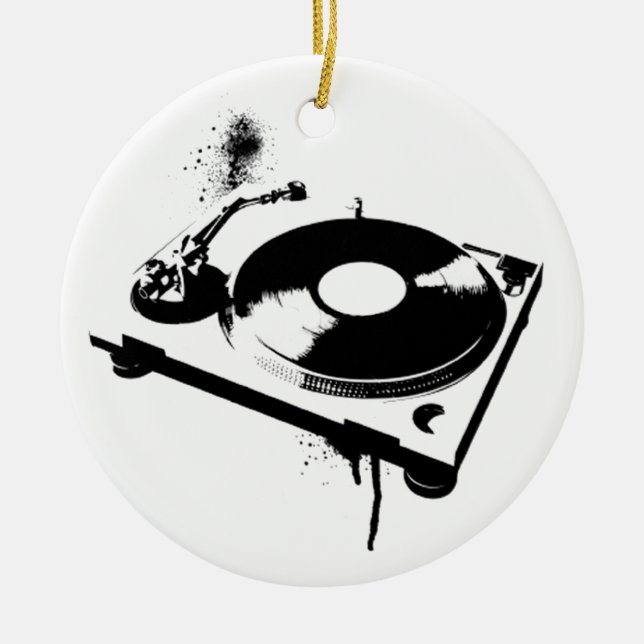 Deejay DJ Turntable | Hausmusikgeschenke Keramikornament (Vorne)