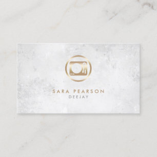 Deejay Gold Turntable Icon Business Card Visitenkarte