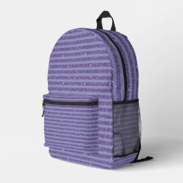 Deep Amethyst Glitter Style Horizontal Stripes Bedruckter Rucksack