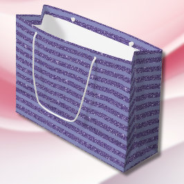 Deep Amethyst Glitter Style Horizontal Stripes  Große Geschenktüte