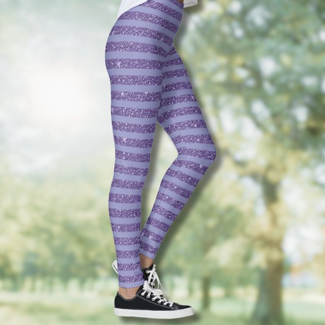 Deep Amethyst Glitter Style Horizontal Stripes  Leggings (Von Creator hochgeladen)
