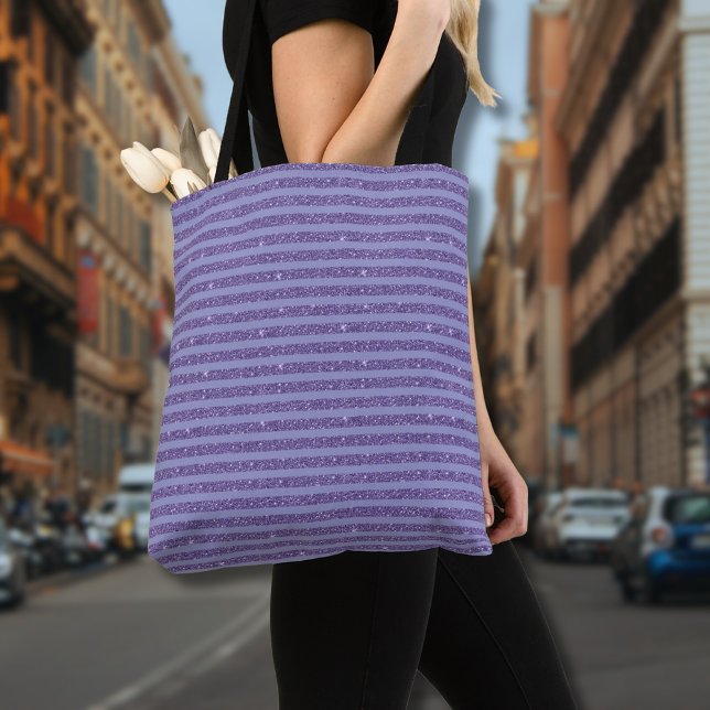 Deep Amethyst Glitter Style Horizontal Stripes  Tasche (Von Creator hochgeladen)