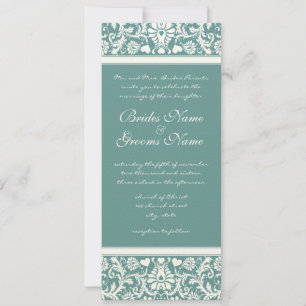 Deep Aqua Blue Damask Wirbel Hochzeit Einladung