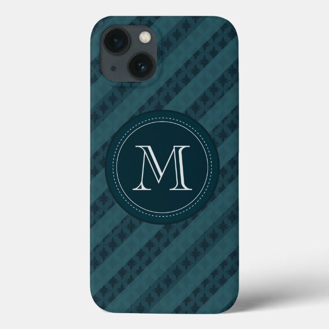 Deep Aqua Navy Blue Custom Monogram iPhone 6 Coque (Verso)