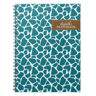 Deep Aquamarin Giraffe Muster Notizblock