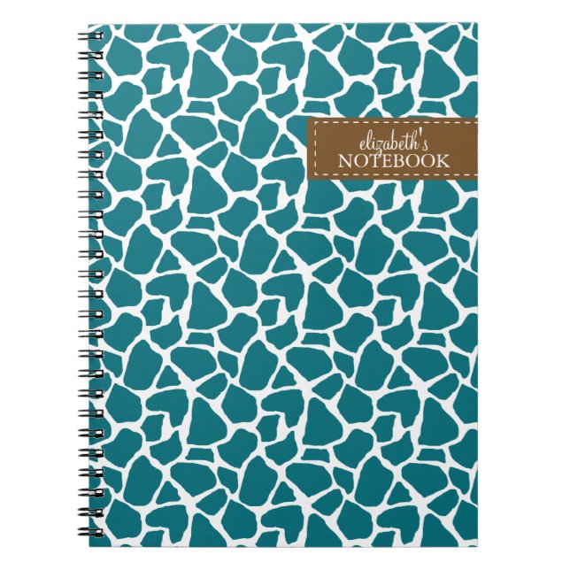 Deep Aquamarin Giraffe Muster Notizblock (Vorderseite)