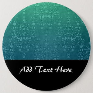 Deep Aquamarine Türkis Green Damask Muster Button
