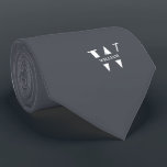 Deep Ash Color Elegante Monogramm   Name Krawatte<br><div class="desc">Eine elegante Krawatte mit einem fett-weißen Monogramm auf einem glatten Hintergrund. Zusätzlich zu diesem Monogramm sitzt Ihr Vor- oder Nachname in allen Hauptstädte. Wenn Sie einen mutigeren Blick auf den persönlichen Namen im großen Buchstaben bevorzugen, können Sie folgendes tun: Benutzen Sie die Funktion Anpassen/Bearbeiten und klicken Sie auf den Namen....</div>